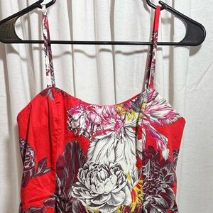 Leifsdottir Vibrant Red and White Floral Camisole Dress